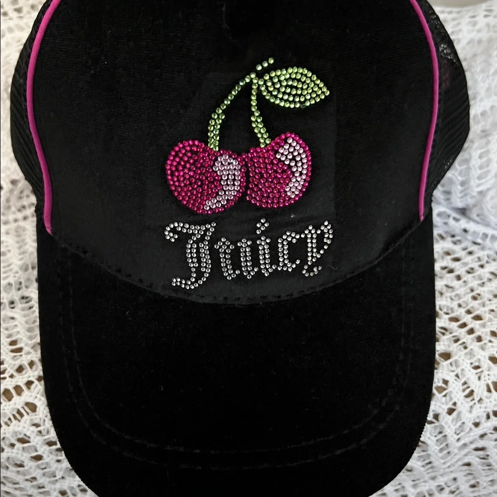 KIDS Juicy Couture Black Cap with Cherry Embroidery
